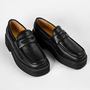 Tony Bianco Granite Black Nappa Platform Loafers